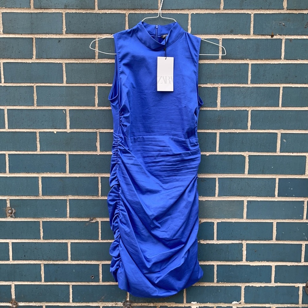 NWT Zara Blue Draped Dress